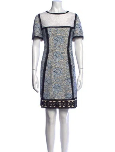 Pre-owned Andrew Gn Floral Print Knee-length Dress In Blue