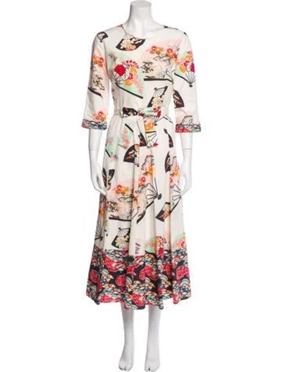 Pre-owned Andrew Gn Floral Print Long Dress In Neutral