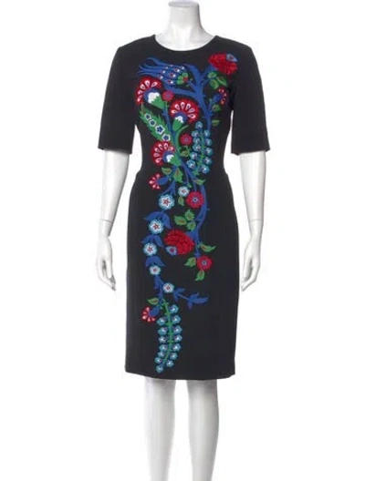 Pre-owned Andrew Gn Floral Print Midi Length Dress In Blue