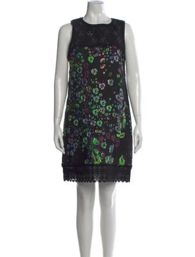 Pre-owned Andrew Gn Floral Print Mini Dress In Black