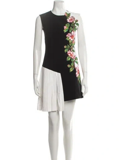 Pre-owned Andrew Gn Floral Print Mini Dress In Black