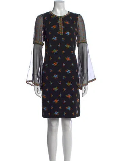 Pre-owned Andrew Gn Floral Print Mini Dress In Black