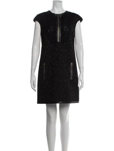 Pre-owned Andrew Gn Floral Print Mini Dress In Black
