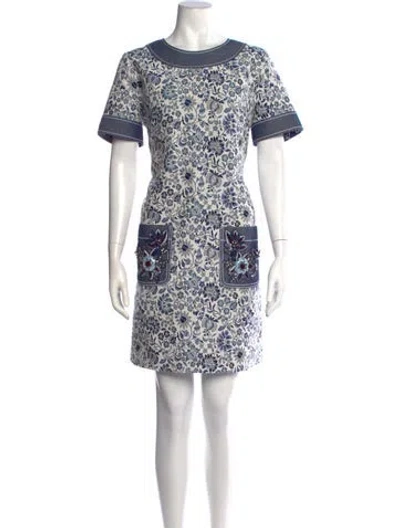 Pre-owned Andrew Gn Floral Print Mini Dress In Blue