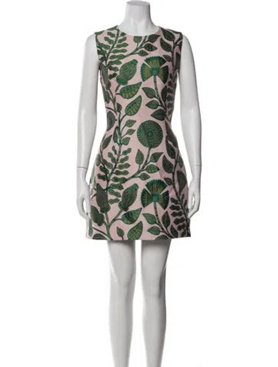 Pre-owned Andrew Gn Floral Print Mini Dress In Green