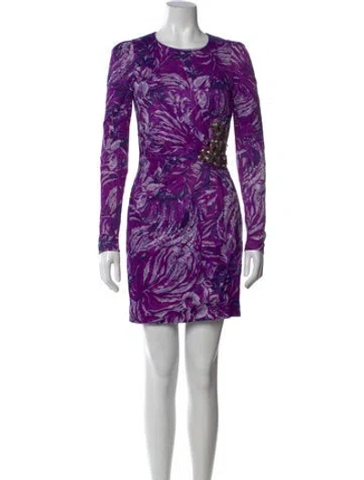 Pre-owned Andrew Gn Floral Print Mini Dress In Purple