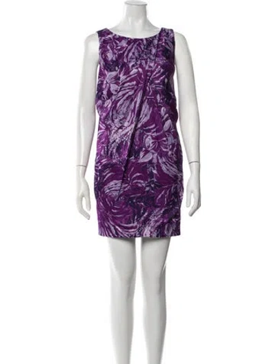 Pre-owned Andrew Gn Floral Print Mini Dress In Purple