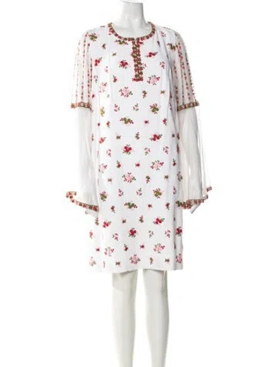 Pre-owned Andrew Gn Floral Print Mini Dress In White