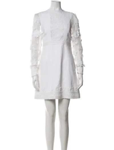 Pre-owned Andrew Gn Floral Print Mini Dress In White