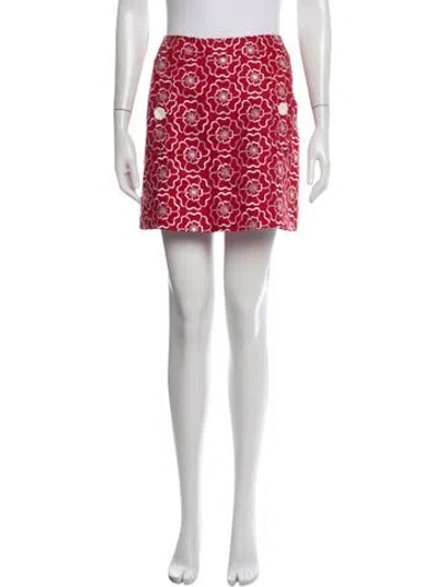 Pre-owned Andrew Gn Floral Print Mini Skirt In Red