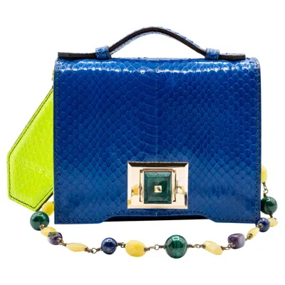 Pre-owned Andrew Gn F/w 2015 Blue Snakeskin Semi-precious Stones Bag