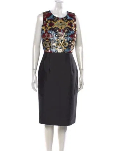 Pre-owned Andrew Gn Graphic Print Knee-length Dress In Black