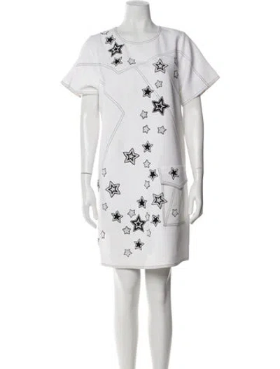 Pre-owned Andrew Gn Graphic Print Knee-length Dress In White