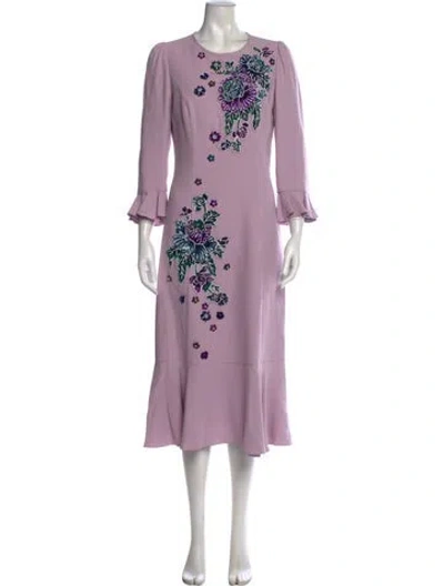 Pre-owned Andrew Gn Graphic Print Long Dress In Purple
