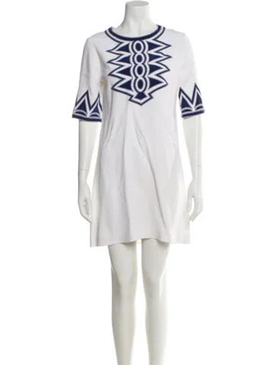 Pre-owned Andrew Gn Graphic Print Mini Dress In White