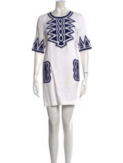 Pre-owned Andrew Gn Graphic Print Mini Dress In White