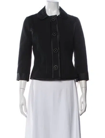 Pre-owned Andrew Gn Houndstooth Print Evening Jacket In Black