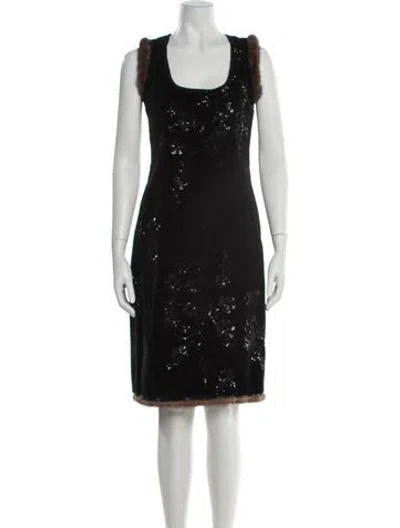 Pre-owned Andrew Gn Lace Knee-length Dress In Black