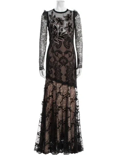 Pre-owned Andrew Gn Lace Long Dress In Black