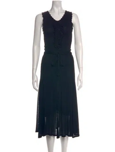 Pre-owned Andrew Gn Lace Pattern Midi Length Dress In Black