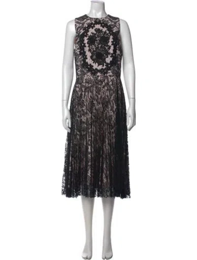 Pre-owned Andrew Gn Lace Pattern Midi Length Dress In Black