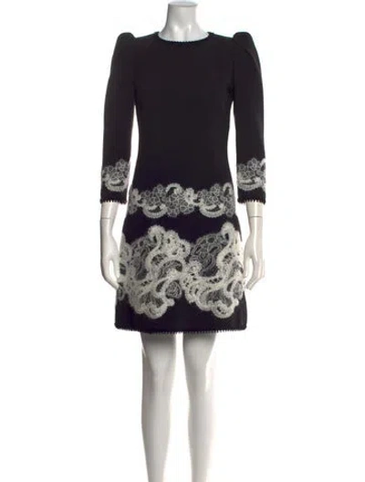 Pre-owned Andrew Gn Lace Pattern Mini Dress In Black