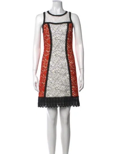 Pre-owned Andrew Gn Lace Pattern Mini Dress In Red