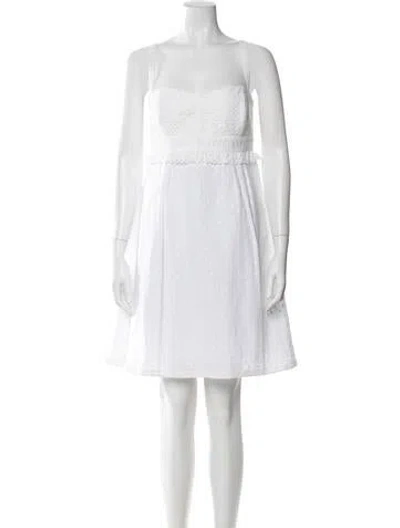 Pre-owned Andrew Gn Lace Pattern Mini Dress In White
