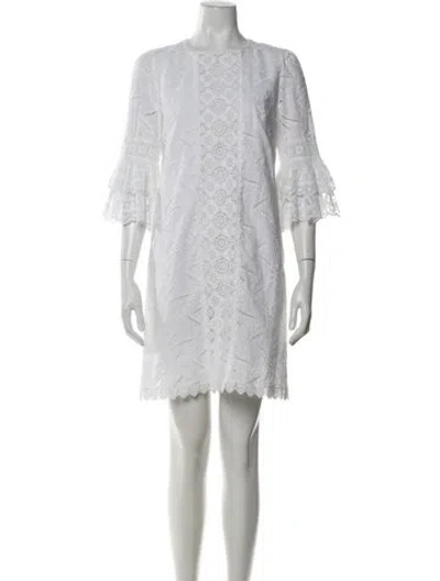 Pre-owned Andrew Gn Lace Pattern Mini Dress In White