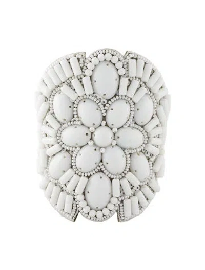 Pre-owned Andrew Gn Leather & Resin Wrap Bracelet In Multi