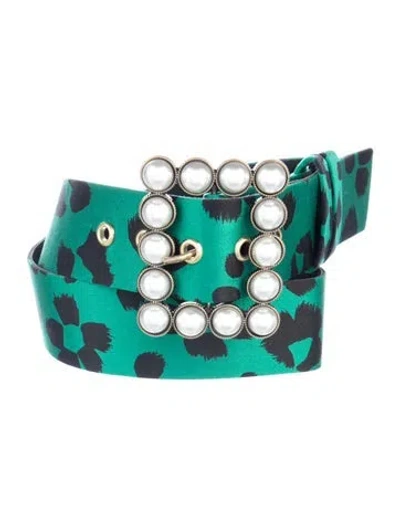 Pre-owned Andrew Gn Leather Crystal Embellishments Waist Belt In Multi