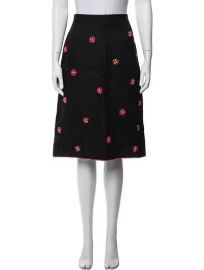Pre-owned Andrew Gn Linen Midi Length Skirt In Black