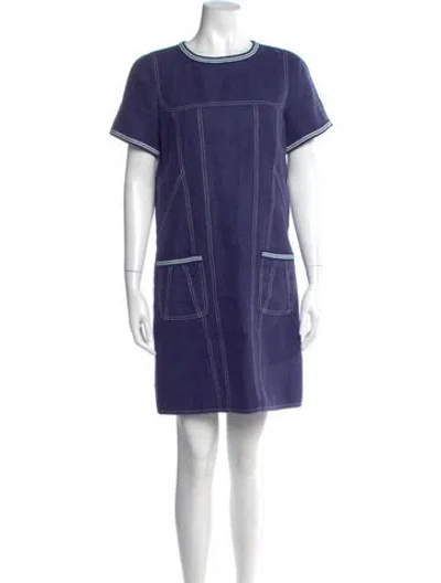 Pre-owned Andrew Gn Linen Mini Dress In Blue