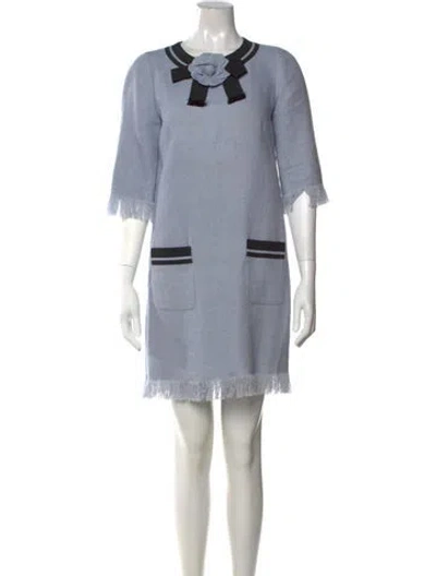 Pre-owned Andrew Gn Linen Mini Dress In Blue