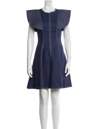 Pre-owned Andrew Gn Linen Mini Dress In Blue