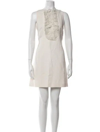 Pre-owned Andrew Gn Linen Mini Dress In Neutrals