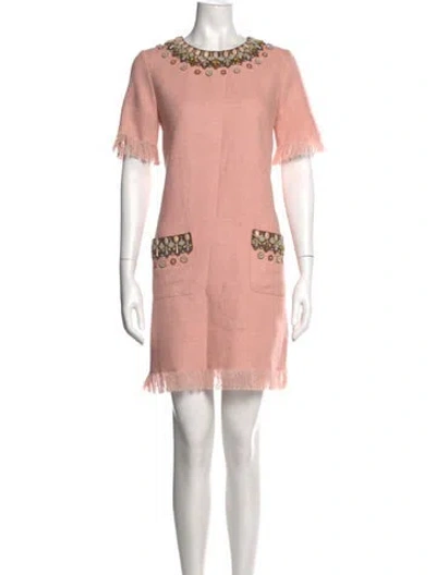 Pre-owned Andrew Gn Linen Mini Dress In Pink