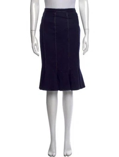 Pre-owned Andrew Gn Merino Wool Midi Length Skirt In Black