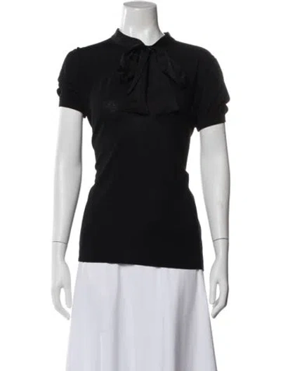Pre-owned Andrew Gn Merino Wool Short Sleeve Blouse In Black