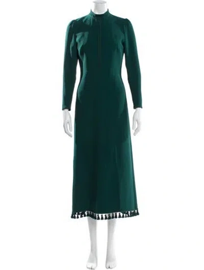Pre-owned Andrew Gn Mock Neck Long Dress In Green