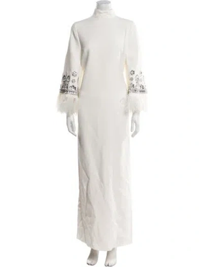 Pre-owned Andrew Gn Mock Neck Long Dress In Neutral