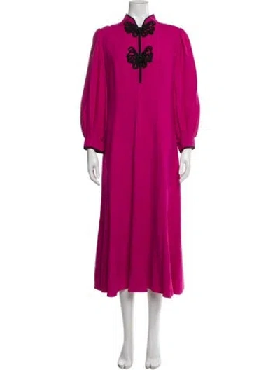 Pre-owned Andrew Gn Mock Neck Long Dress In Pink