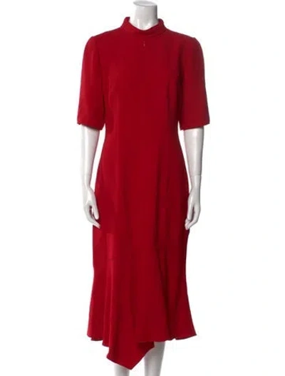 Pre-owned Andrew Gn Mock Neck Long Dress In Red