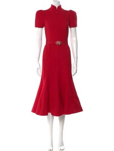 Pre-owned Andrew Gn Mock Neck Long Dress In Red