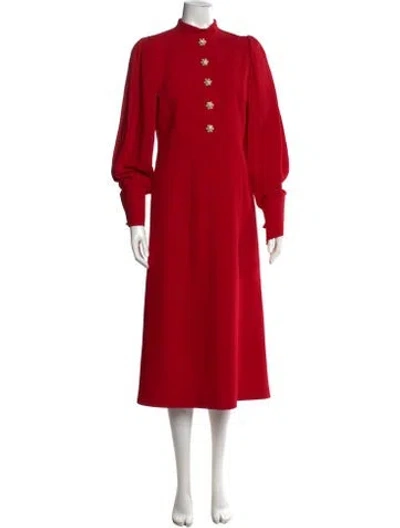 Pre-owned Andrew Gn Mock Neck Long Dress In Red