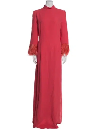 Pre-owned Andrew Gn Mock Neck Long Dress In Red
