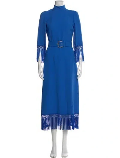 Pre-owned Andrew Gn Mock Neck Long Dress W/ Tags In Blue