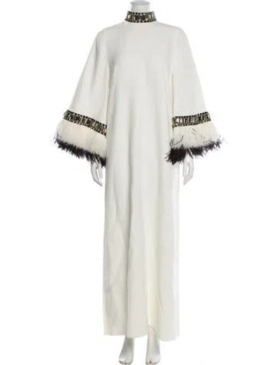 Pre-owned Andrew Gn Mock Neck Long Dress In White