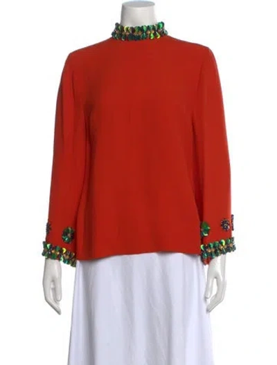 Pre-owned Andrew Gn Mock Neck Long Sleeve Top In Orange