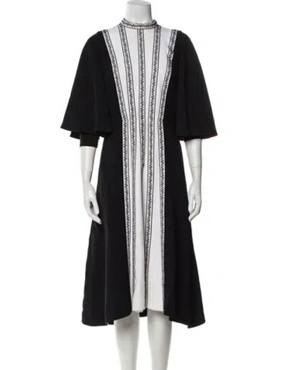 Pre-owned Andrew Gn Mock Neck Midi Length Dress In Black